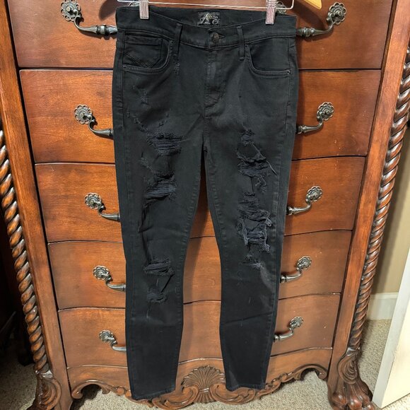 AGOLDE Sophie Goth Punk Distressed Ripped High Rise Skinny Jeans in Black Sz. 27 - Picture 2 of 13